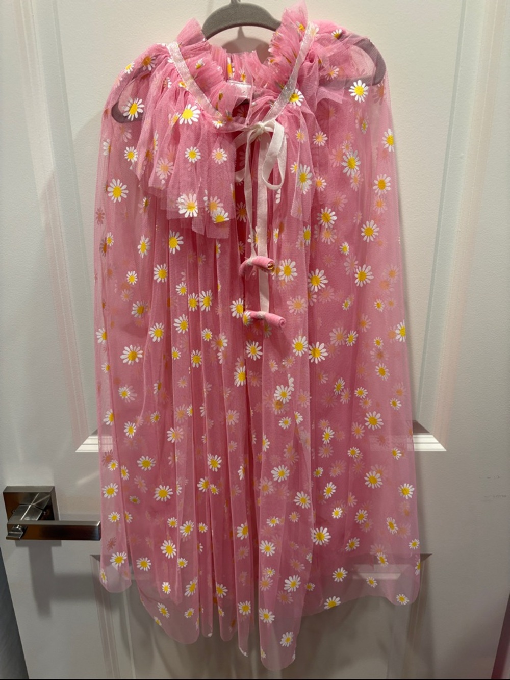 Girls' Pink Daisy Mesh Midi Costume Skirt